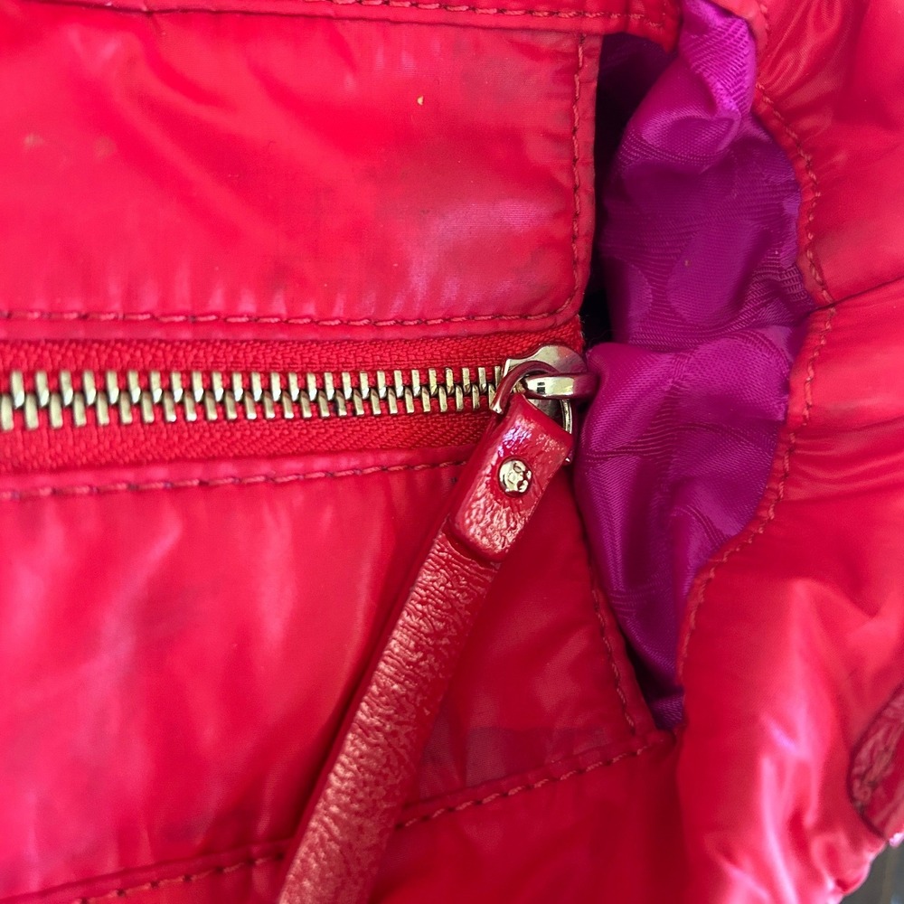 Kate Spade Quilted Puffer Tote Bag Large Red Diamond Stitch Nylon Streetwear - Picture 14 of 16
